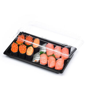 Food Grade Plastic Food Storage Black Takeaway Container Sushi Tray