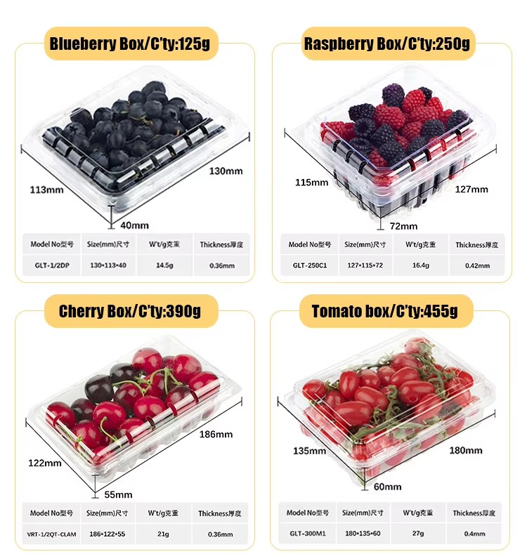 Recycled PET Eco-Friendly Food Grade Clamshell Fruit Container,Disposable Blister Pack Box - Image 6