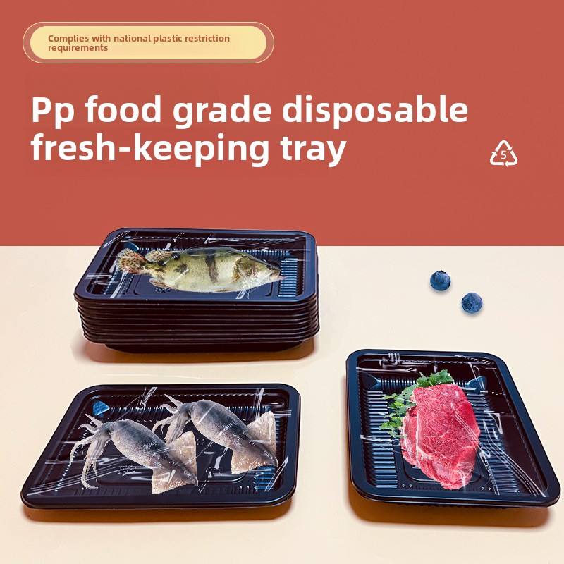 Freezer Safe Food Grade Black PP Plastic Meat Tray for Fresh Poultry Frozen Meat Packaging - Image 2